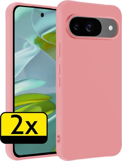 Hoesje - 2 Stuks - Geschikt voor Google Pixel 9 - Sterk & Shockproof - Case Siliconen - Back Cover - Telefoon Hoes - Telefoonhoesjes - Lichtroze