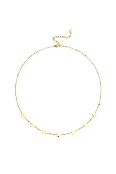 Ketting met hartjes - Goudkleurig - Stainless Steel - Tijdloos Design - Valentijn