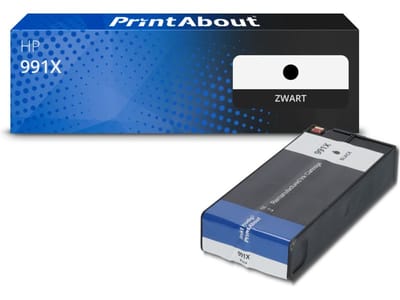 PrintAbout huismerk Inktcartridge 991X (M0K02AE) Zwart Hoge capaciteit geschikt voor HP