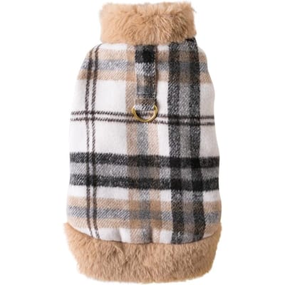Vêtements d'hiver pour animaux de compagnie Veste Carreaux Chaud Petits Chiens Vêtements Avec Col en Fourrure Coton Tenues pour Animaux de Compagnie Manteau Gilet Bouledogue Français Chihuahua S