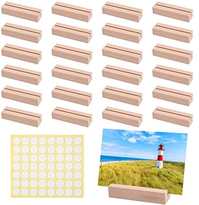 Houten Plaatskaart Houders - 24 Stuks, Rectangulaire Tafelnummer Houder voor Feestjes en Bruiloften