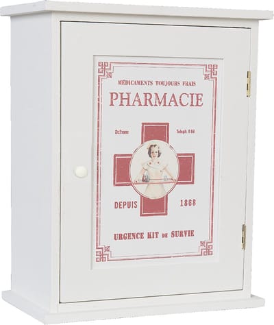 Clayre & Eef Medicijnkastje 24x13x30 cm Wit Hout