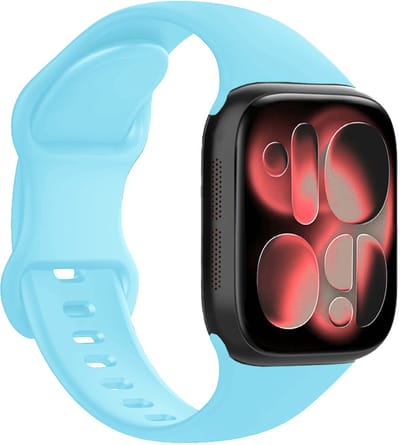 Horloge Band Geschikt voor Apple Watch 1, 2, 3, 4, 5, 6, 7, 8, 9, 10, 11, SE - 42/44/45/46 mm Bandje Siliconen Verstelbaar - Lichtblauw