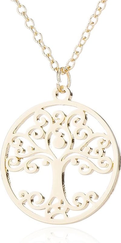 24/7 Jewelry Collection Levensbloem Boom Ketting - Mandala - Cirkel - Goudkleurig