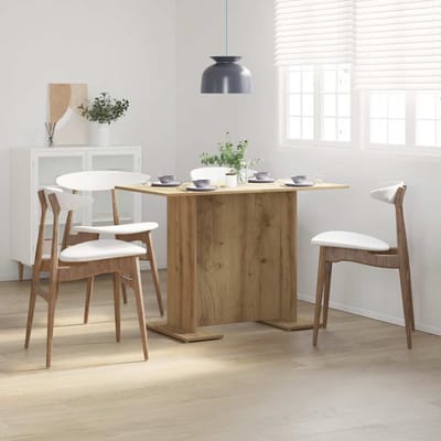vidaXL - Eettafel - 110x60x75 - cm - bewerkt - hout - artisanaal - eikenkleurig