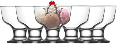 LAV IJcoupes/ijs/dessert serveer schaaltjes - op voet - set 6x stuks - glas - 285 ml - 10 x 10 cm