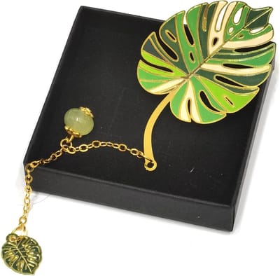 Groene Monstera Blad Boekenlegger - Schattige en Stijlvolle Boekenleggers voor Lezers, Perfecte Cadeaus voor Boekenliefhebbers en Leraren - Duurzame Metaal Boekenleggers