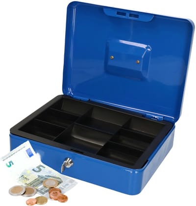 Benson Geldkistje/kluisje - blauw - met slot - 30 cm - geld opbergen