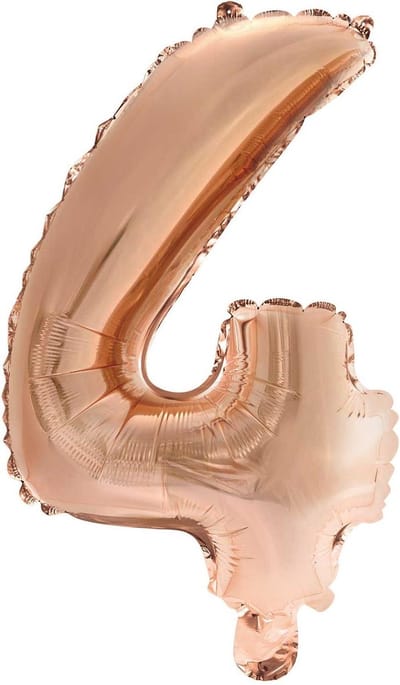 Folie Ballon Cijfer 4 Rose goud 41 cm