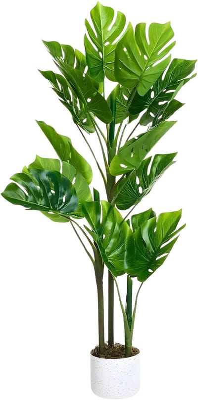 Kunstmatige Monstera Plant - Voor woonkamer, kantoor, veranda - Faux, groenblijvend, tropische vloerboom - Groen - 110cm