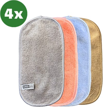 NanoPlus, 4x Brillendoekjes 10*20cm Grijs, Roze, Blauw & Taupe - Gemaakt van Nanovezel, Sterker & Efficiënter dan Microvezel - Beeldschermdoekjes - Schoonmaakdoeken - Schoonmaakdoekjes - Computer Beeldschermdoekjes - Telefoon Beeldschermdoekjes