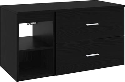 vidaXL - Badkamermeubel - Set - 2 - st - Zwart - eiken - Bewerkt - hout