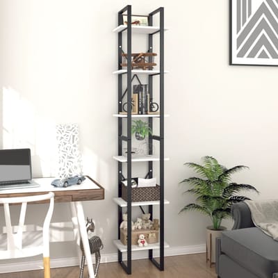 vidaXL - Boekenkast - met - 6 - schappen - 40x30x210 - cm - bewerkt - hout - wit