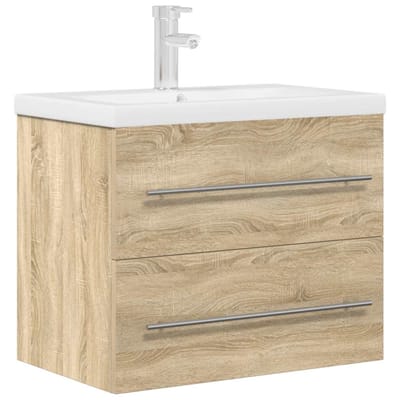 vidaXL - 2-delige - Badkamermeubelset - bewerkt - hout - sonoma - eikenkleurig