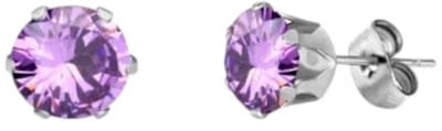 Aramat Jewels | Oorbellen | RVS Paarse Zirkonia Oorbellen | Zilverkleur / 8mm | | | Staal | Kinderen, Volwassenen | Verkleurd niet
