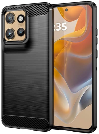 Geborsteld TPU Hoesje Geschikt voor Motorola Edge 60 Neo - Beschermhoes - Back Cover - Case Flexibel TPU - Stijlvol Carbon - Dun - Zwart