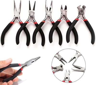 5-delige Mini Juwelen Tang Set, Buigtang Platte Neus Tang Ronde Neus Tang Draad Kniptang Tang Set voor Sieraden DIY Houtbewerking Sieraden Maken