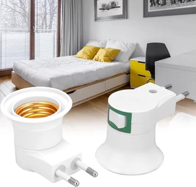 Lampvoetadapter - Stopcontact - EU-stekker - Adapter - Schakelaar - Meervoudig stopcontact - Geschikt voor E27 Lampen, Wit 220V.