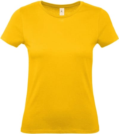 Geel basic Dames t-shirt - met ronde hals - katoen - 145 grams - shirts / dameskleding - korte mouwen S