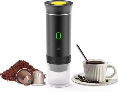 Draadloze Draagbare Espresso Machine - 3-in-1 Oplaadbare Koffiemaker voor Capsules en Poeder - 7500mAh - Geschikt voor Reis, Camping, Auto en Kantoor - Zwart