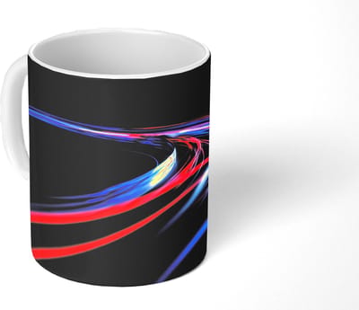 Mok - Koffiemok - Lichtbanen - Golvend - Rood - Mokken - 350 ML - Beker - Koffiemokken - Theemok