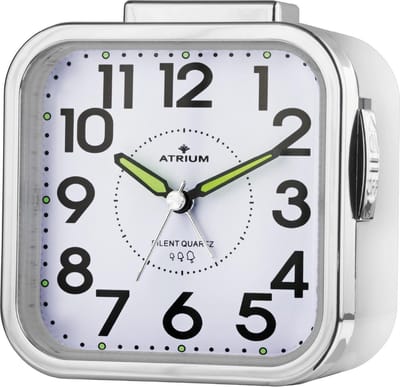 ATRIUM Wekker - Senioren - Analoog - Wit - Zonder tikgeluid - Grote cijfers - Duidelijk - Eenvoudige bediening - Opbouwend alarmsignaal - Snooze - Quartz uurwerk - A530-0