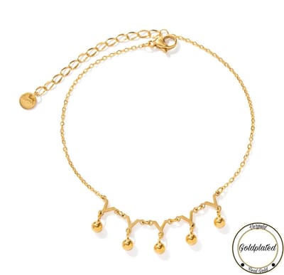 Borasi V-vorm Bubble Enkelband | Goldplated | V-Vorm | Balletjes | Dames Enkelband | Dames Sieraden |