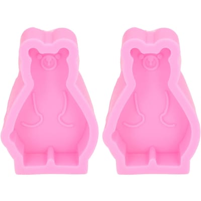 2 Stuks Siliconen Vorm Schattige Beer Vorm Makkelijk Los te Maken Flexibel Zacht Bakvorm voor DIY Taart Fondant Chocolade pink