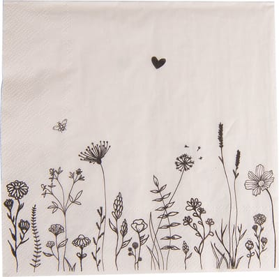 Clayre & Eef Servetten Papier Set van 20 33x33 cm (20) Beige Papier Bloemen