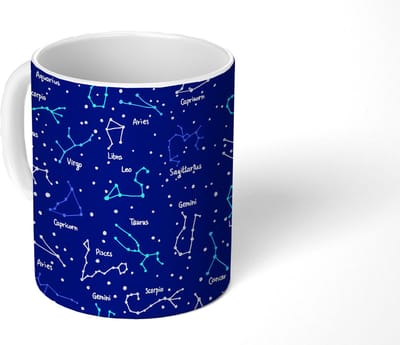 Mok - Koffiemok - Zodiac - Sterrenhemel - Nacht - Patronen - Jongens - Mokken - 350 ML - Beker - Koffiemokken - Theemok
