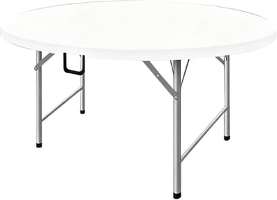 Ronde Klaptafel - Opvouwbaar Tafel - Feest Picknick - Ruimtebesparend Ontwerp - 120 cm - Wit