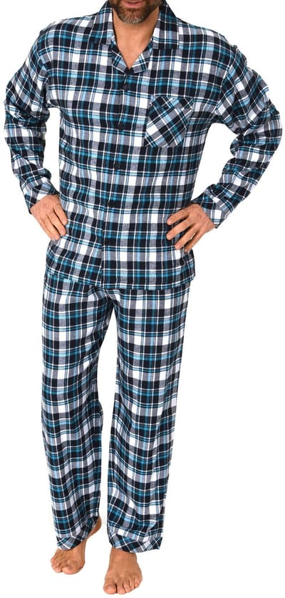 Normann herenpyjama van flanel in een elegante geruite look - ook in grote maten