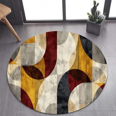 26 Stijl Nieuw Boheems Abstracte Moderne Kunst Geometrie Kunst Rond Tapijt Vloerkleed voor Slaapkamer Woonkamer Decoratie, Huisdier Decor Vloermat Diameter 100cm