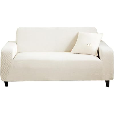 Sofaovertrekken van polarfleece voor woonkamer fauteuilhoes plaid L-vorm hoekbanken hoes bankhoes voor thuis 1/2/3/4 zits 1 SEAT  (90-130CM) white