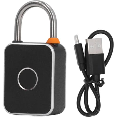 Cadenas à empreinte digitale étanche résistant à la rouille rechargeable indicateur LED cadenas à empreinte digitale intelligent gray