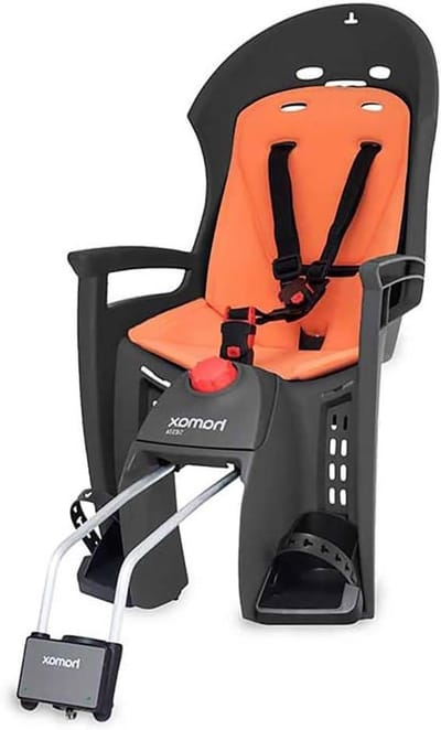 Kinderfietszitje - Fietsstoeltje - Veilig Fietsen - Ergonomische rustpositie - 38 x 80 x 32 cm - Grijs Oranje