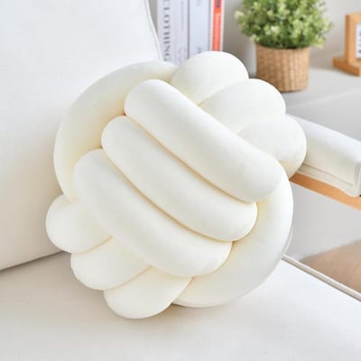 Dailygoods- Knoopkussen Rond - Decoratief Kussen - Fluwelen Kussen - 28 cm - Kindveilige Materialen - Handgemaakt en Wasbaar - Sierkussen