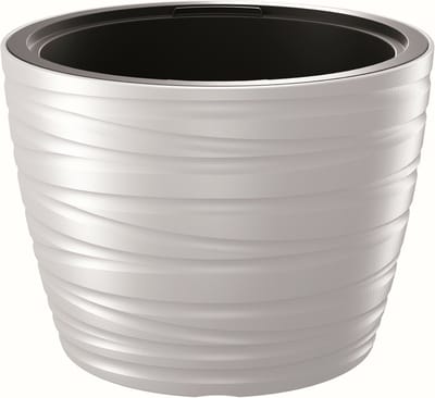 Prosperplast Plantenpot/bloempot Amazing - buiten/binnen - kunststof - wit - D47 x H52 cm - met binnenpot