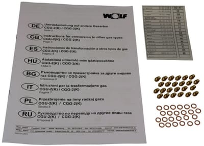 Wolf Omstelset aardgas LL o. vloeibaar gas naar aardgas E, voor CGU-2(K), 8612654