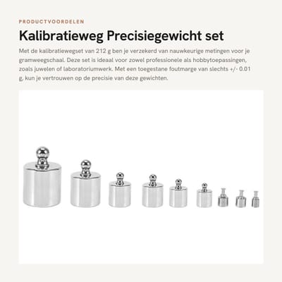 Dailygoods- Kalibratiegewicht 211,1 g - Kalibratiegewichtenset - Gewichtenset met pincet - Toegestane fout +/- 0,003 g - Kunststof koffer - Staal nr. 45