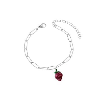 Planet Pink - Armband met fruitbedeltje braam zilver - Stainless Steel - Roestvrij Staal rvs - Waterproof