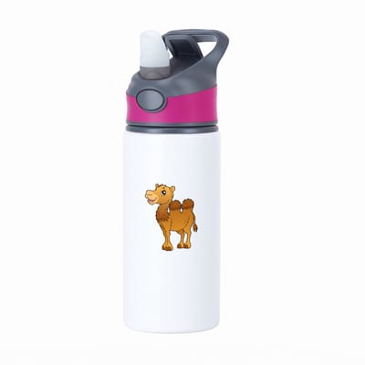 Hacebo® - Kamelen waterfles met rietje roze - Alpaca - Dieren liefhebbers - Dieren - dromedaris - water fles - 650ML