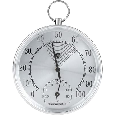 10cm Thermometer Hygrometer met Ophangring voor Binnen Huis Magazijn Kantoor Kas gray