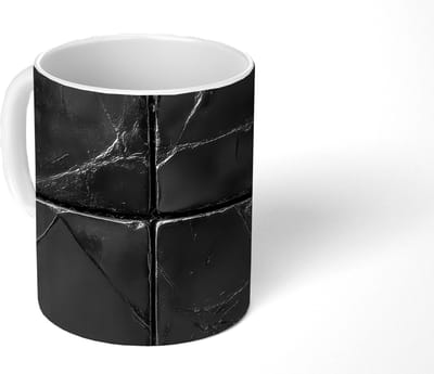 Mok - Koffiemok - Zwart - Tegels - Steen - Mokken - 350 ML - Beker - Koffiemokken - Theemok