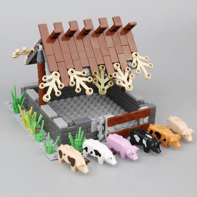MOC Boerderij Paard Stal Koe Cirkel Schapenstal Schaap Dieren Bakstenen Blokken Speelgoed voor Kinderen Kerstcadeaus