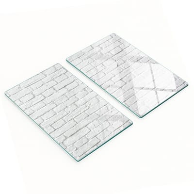 Decoratieve glazen snijplanken voor in de keuken, baksteenmotief, wit, 2x30x52 cm