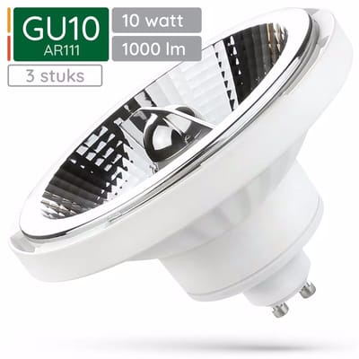 Spectrum GU10 LED Spot AR111 - 10 Watt - 230V - 1000 Lumen - 4000K Neutraal wit - Natuurlijk licht - Energiezuinig - 3 stuks