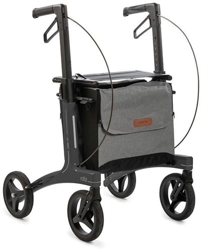 Rollz Air Carbon Rollator – Ultralicht 4,9 kg | Regular | Geschikt voor lichaamslengte 160–195 cm - Inclusief Rugsteun Coal Black