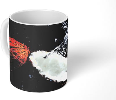 Mok - Koffiemok - Kokosnoot - Stilleven - Water - Zwart - Fruit - Mokken - 350 ML - Beker - Koffiemokken - Theemok