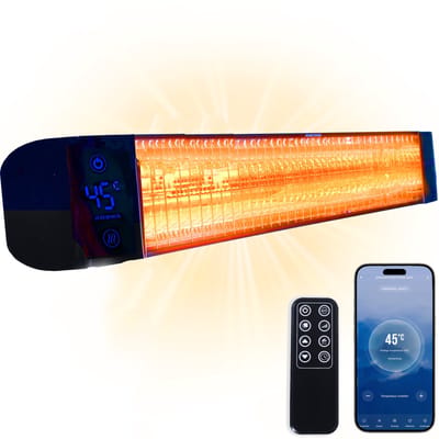 Heater Terrasverwarmer met App 2400W - Elektrisch - Bewegingsensor - Waterdicht - Heater - Afstandbediening - Infrarood - Hangend - Silvergear